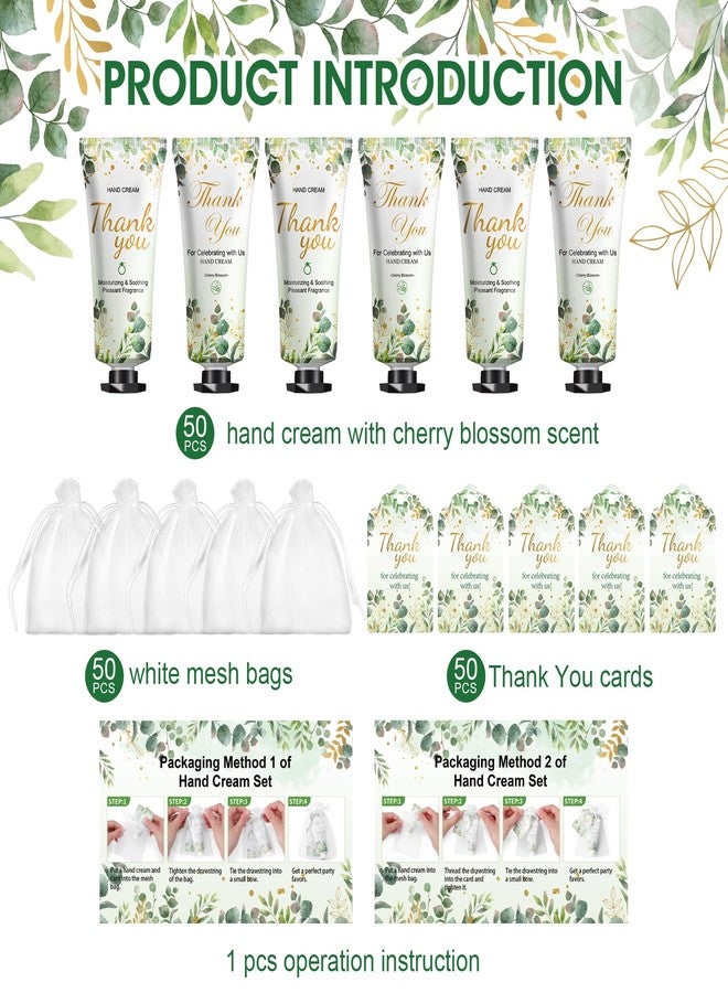 KONEUK 50 Pack Bulk Hand Cream Gifts Sets, Wedding Party Favors, Bridal Shower Gifts and Baby Shower Party Favors for Guests with Organza Bag and Thank You Card, Bulk Thank You Gifts for Women(Eucalyptus) - Image 2